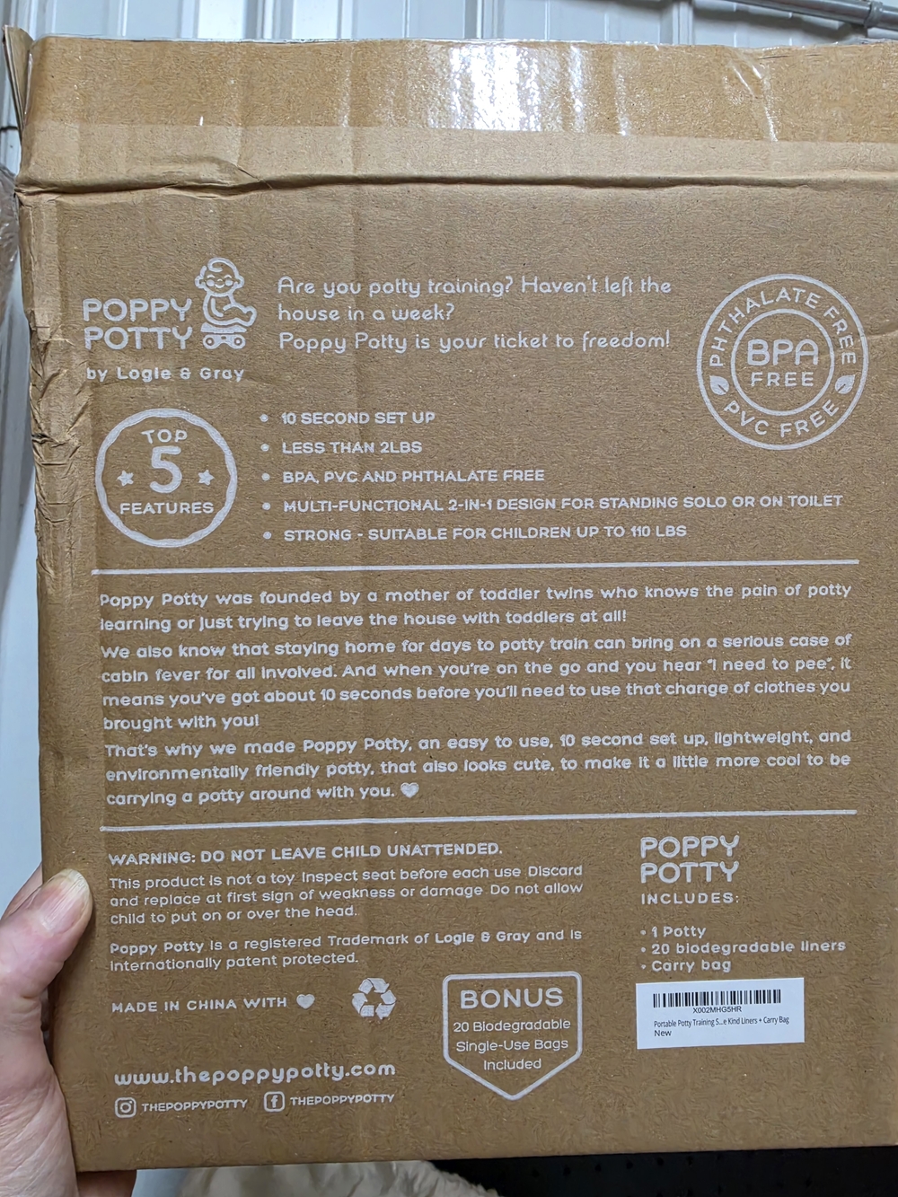 Poppy Potty Kids Travel Potty Seat - Blue - Picture 8 of 8